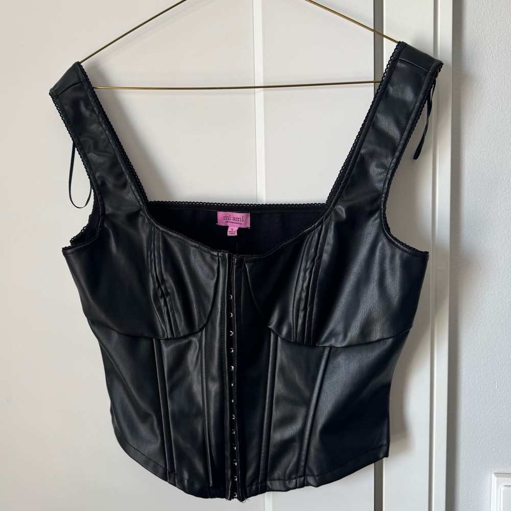 Faux Leather Corset Crop Top